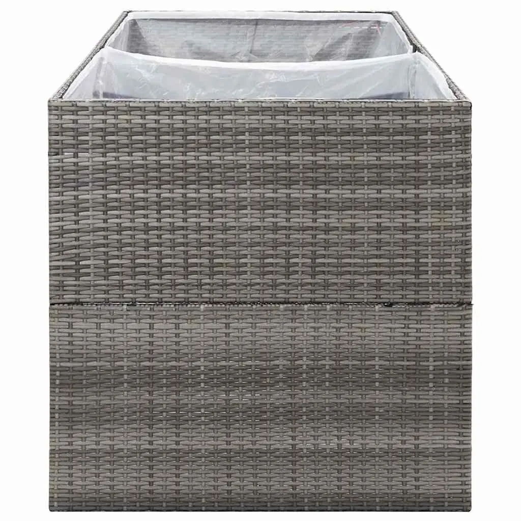 Garden Planter Box Outdoor Patio Grey Poly Rattan 157x80x80cm