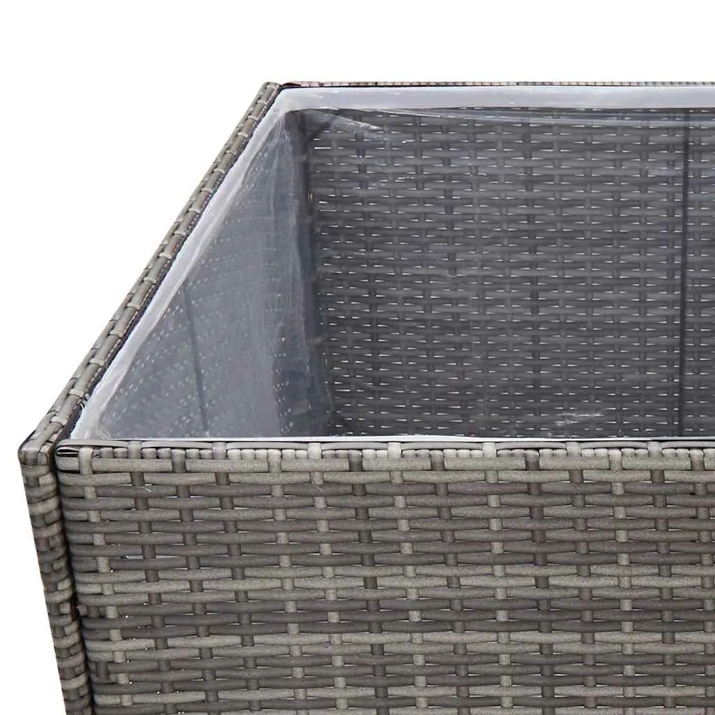 Garden Planter Box Outdoor Patio Grey Poly Rattan 157x80x80cm