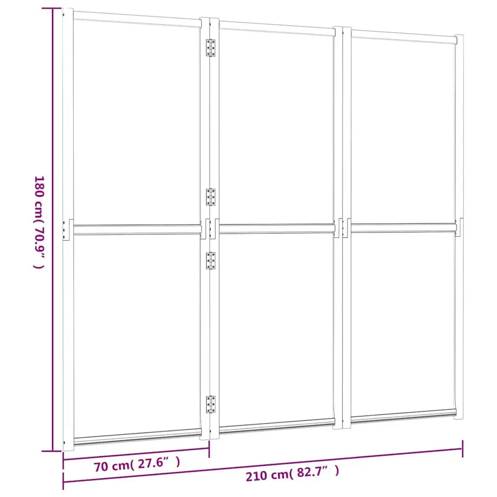 3-Panel Black Folding Privacy Screen