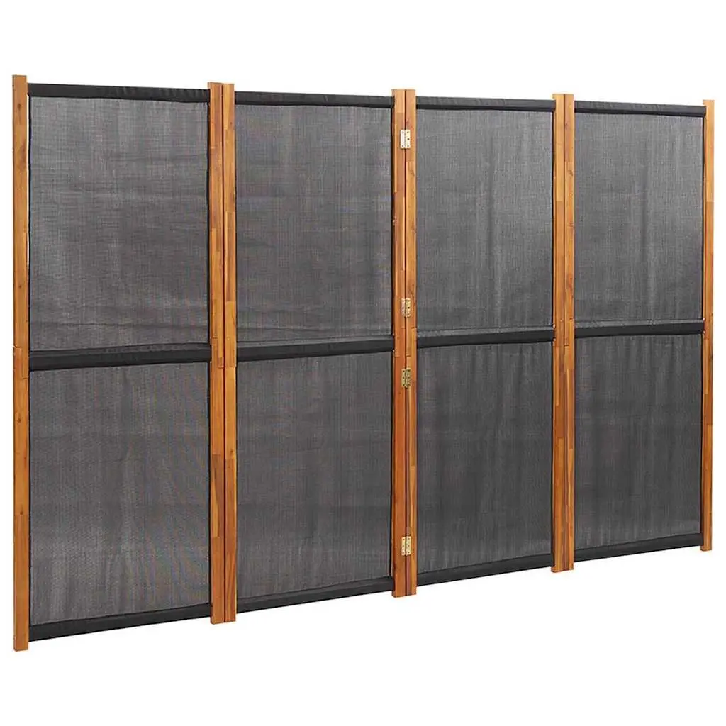 4-Panel Room Divider Screen Indoor Outdoor Black Folding Privacy Partition 280 x 180 cm