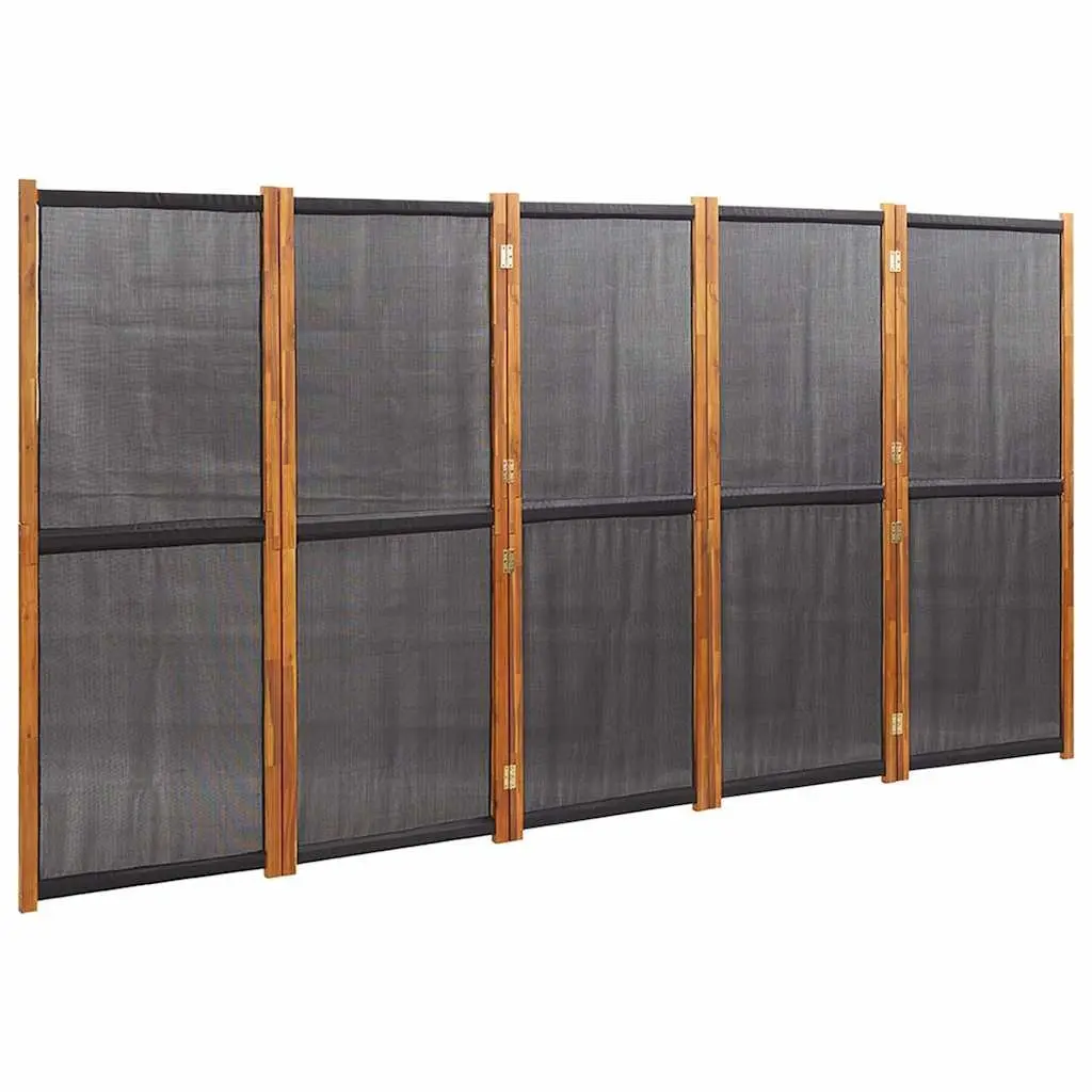 5-Panel Black Foldable Privacy Screen