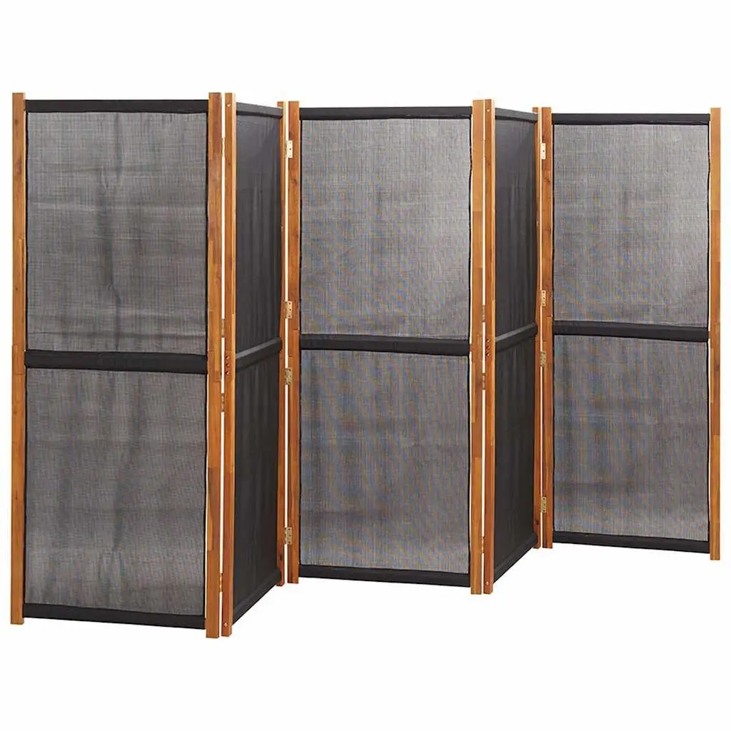 5-Panel Black Foldable Privacy Screen
