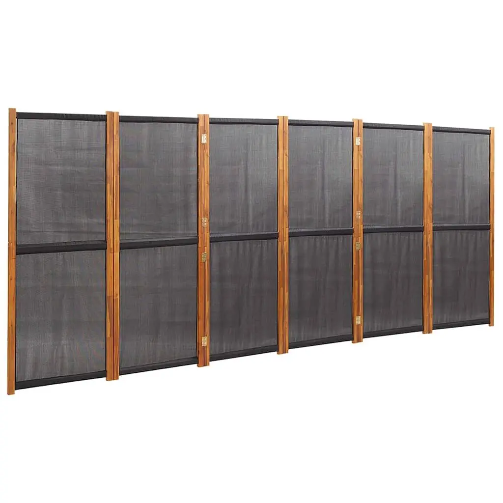6-Panel Room Divider Screen Black Folding Privacy Partition Indoor Outdoor