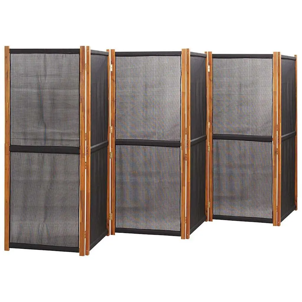 6-Panel Room Divider Screen Black Folding Privacy Partition Indoor Outdoor