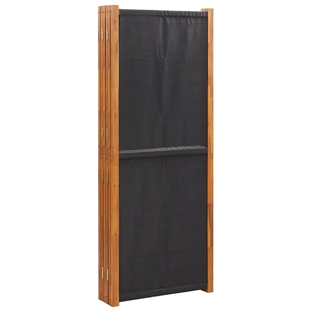 6-Panel Room Divider Screen Black Folding Privacy Partition Indoor Outdoor