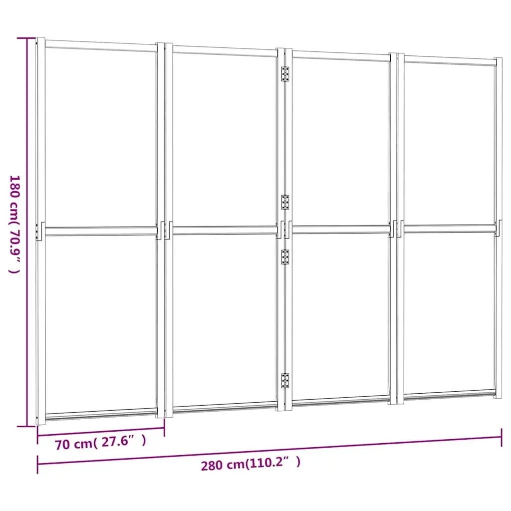 4-Panel Room Divider Screen Cream Foldable Indoor Outdoor Privacy Partition