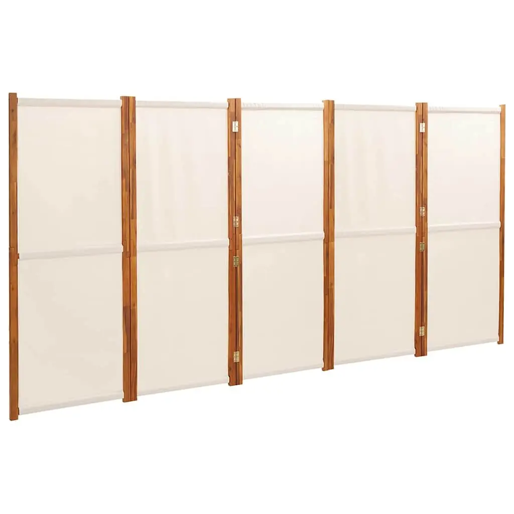 5-Panel Room Divider Indoor Outdoor Cream White Folding Privacy Screen 350 x 180 cm