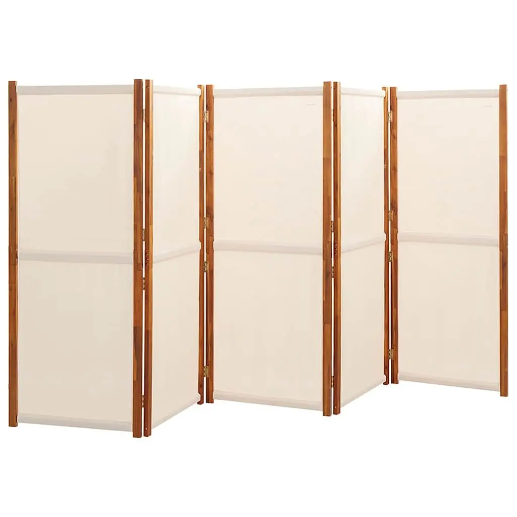 5-Panel Room Divider Indoor Outdoor Cream White Folding Privacy Screen 350 x 180 cm