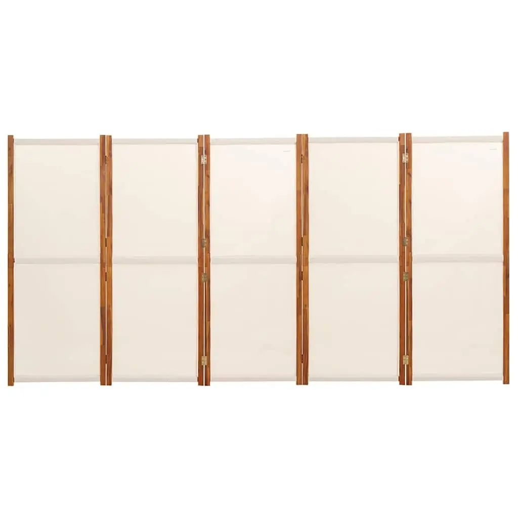 5-Panel Room Divider Indoor Outdoor Cream White Folding Privacy Screen 350 x 180 cm