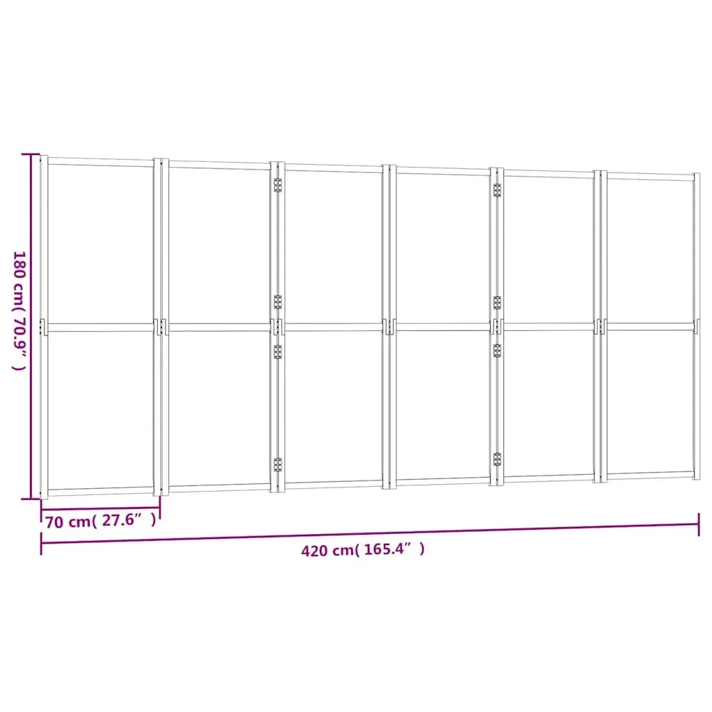 Cream 6-Panel Room Divider Screen