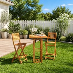 Bistro Table Dimensions 75x75x110cm, Solid Acacia Wood