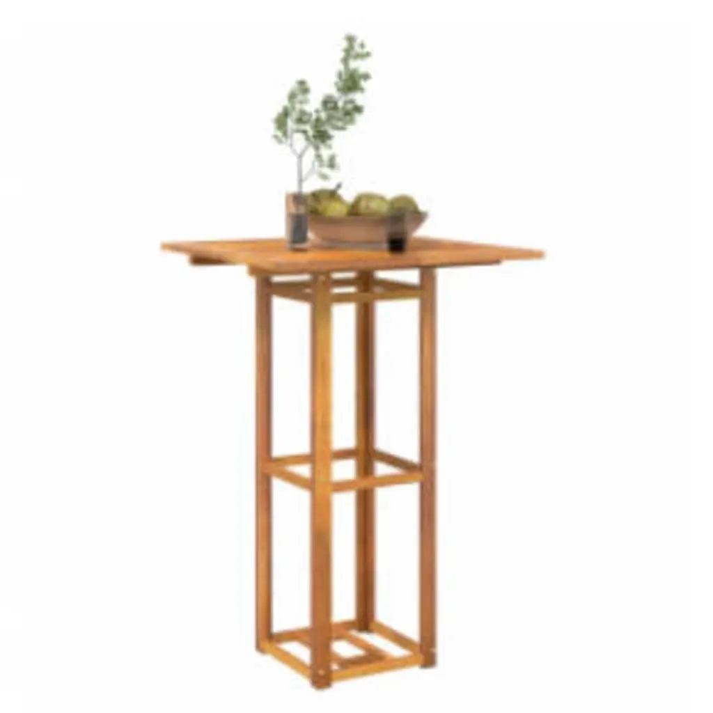 Bistro Table 75x75x110cm Outdoor Garden Dining Coffee Slatted Top Brown