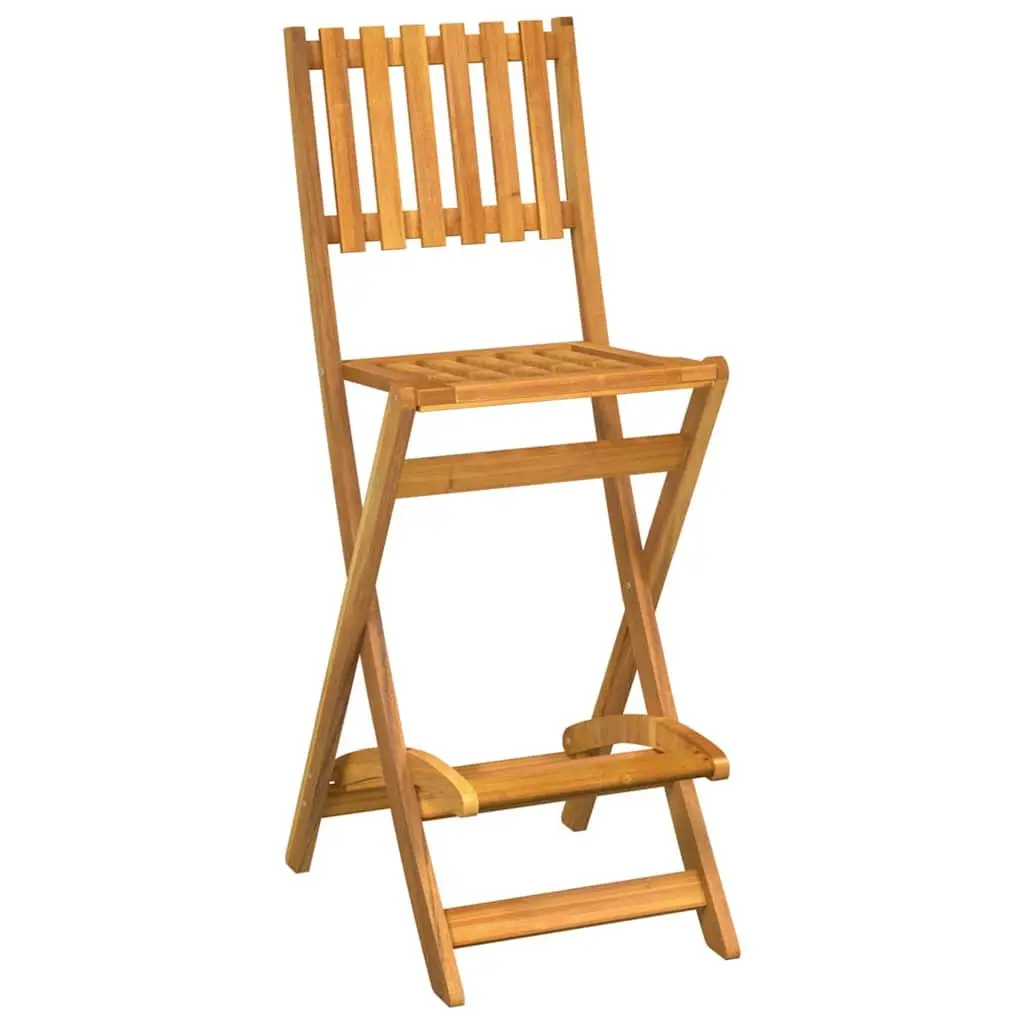 Folding Outdoor Bar Stools 2 pcs Solid Wood Garden Patio Balcony Seating Chairs
