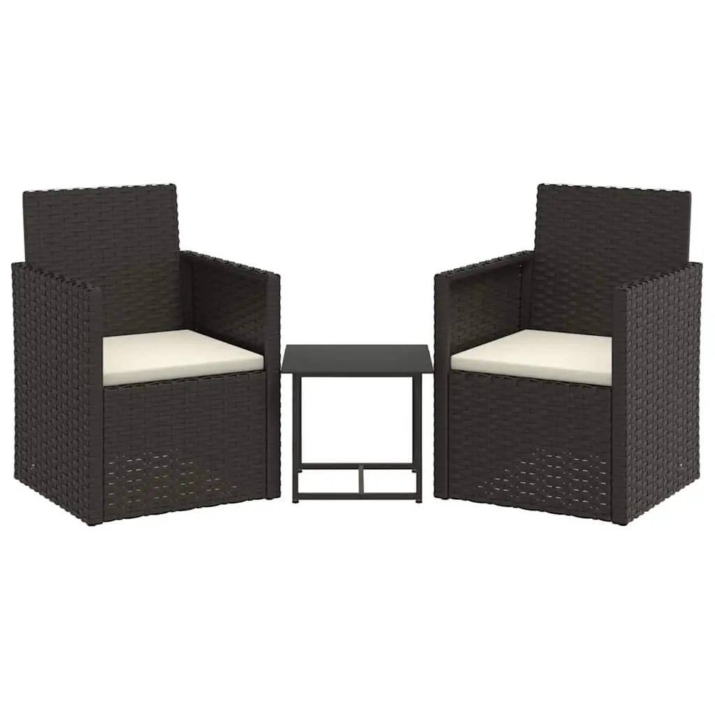Outdoor Sofa Set Garden 3 Piece Black Poly Rattan