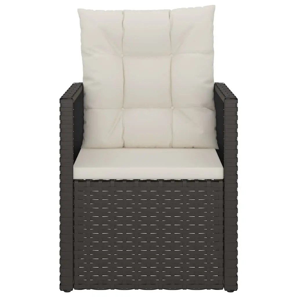 3 Piece Outdoor Lounge Set Garden Use Black Poly Rattan Furniture with Cushions