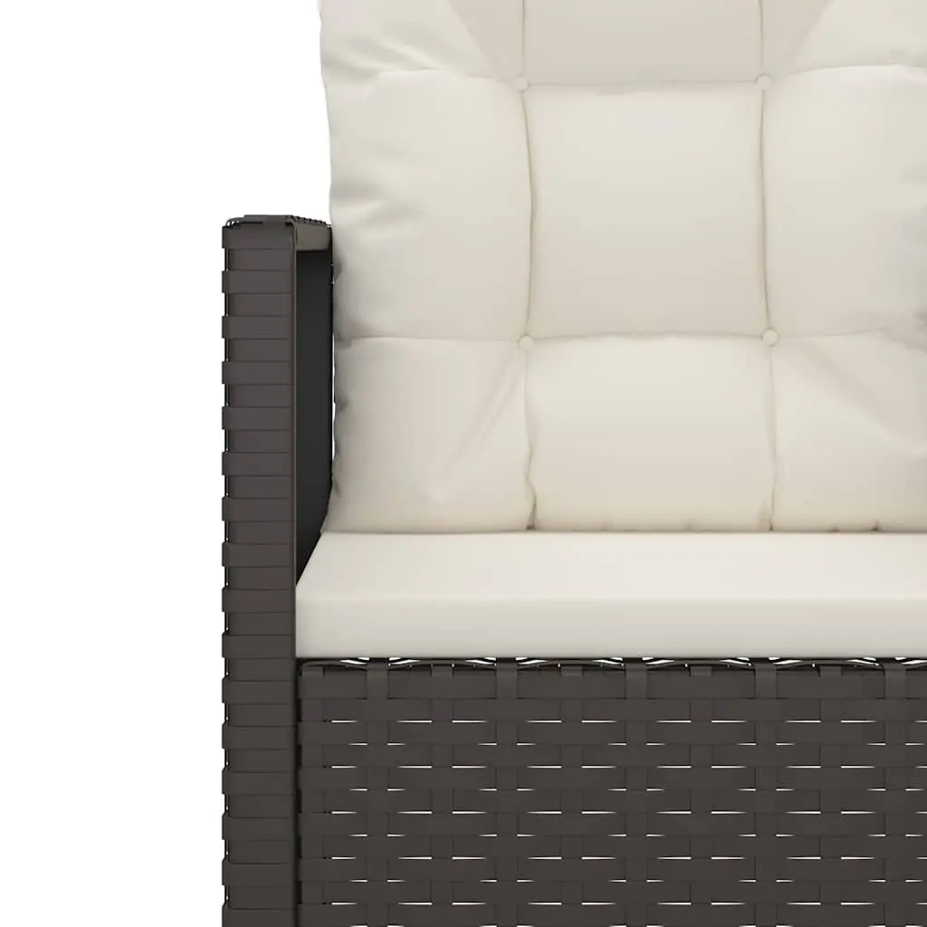 3 Piece Outdoor Lounge Set Garden Use Black Poly Rattan Furniture with Cushions