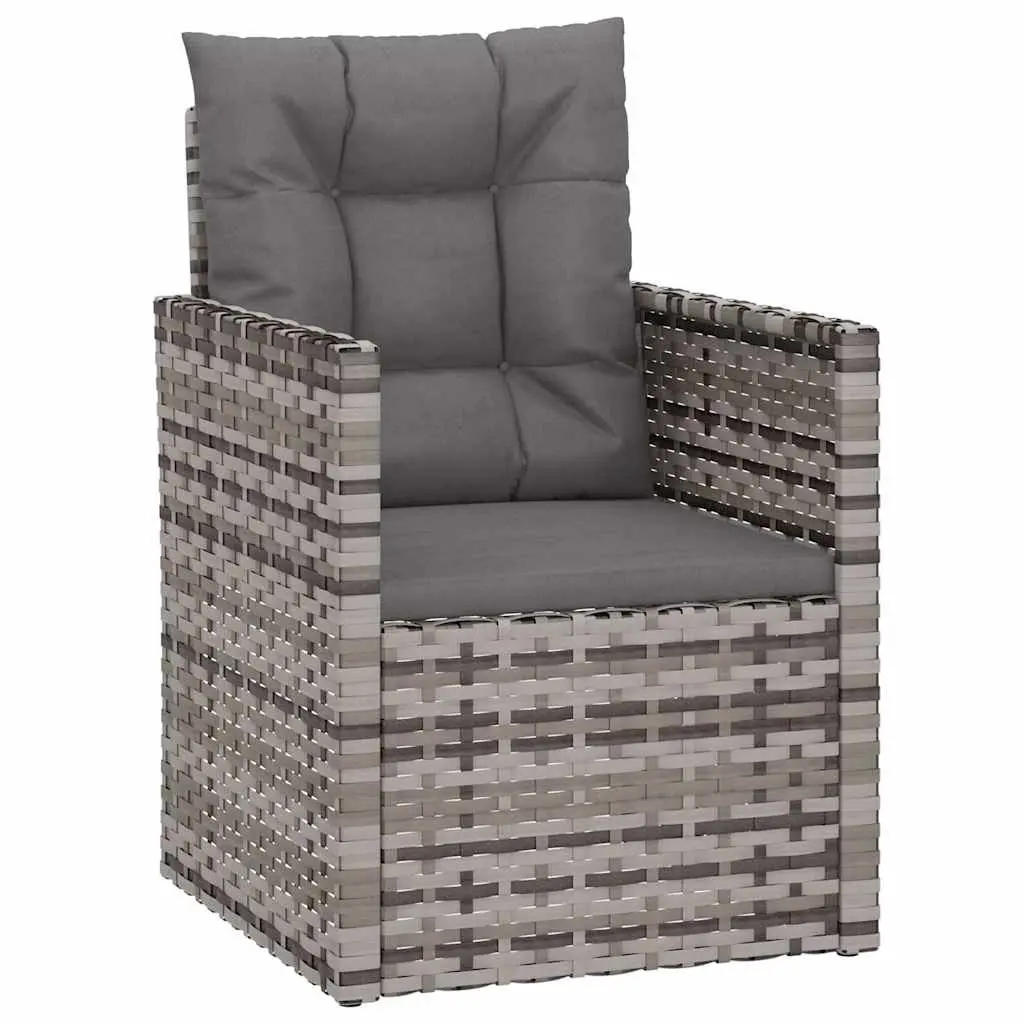 Poly Rattan Outdoor Lounge Set 3 Piece Grey Seating with Cushions and Table