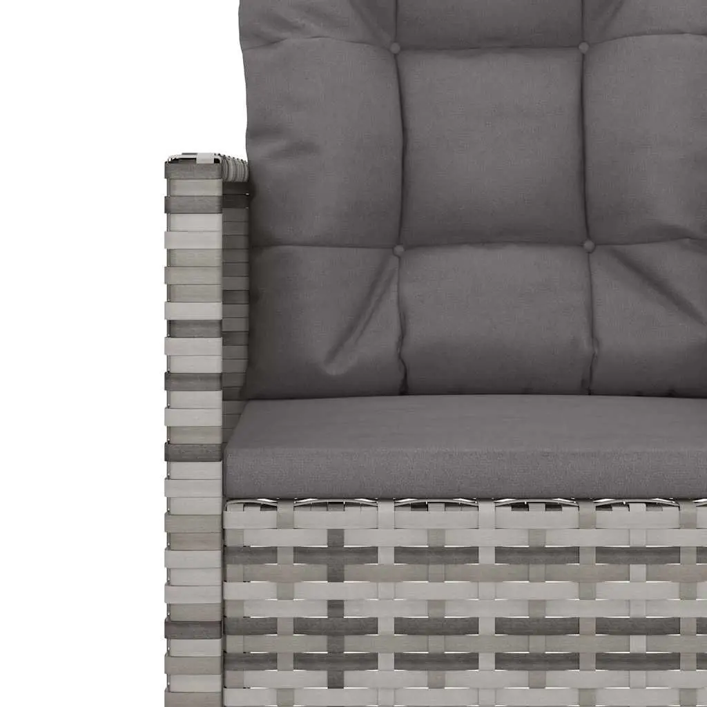 Poly Rattan Outdoor Lounge Set 3 Piece Grey Seating with Cushions and Table
