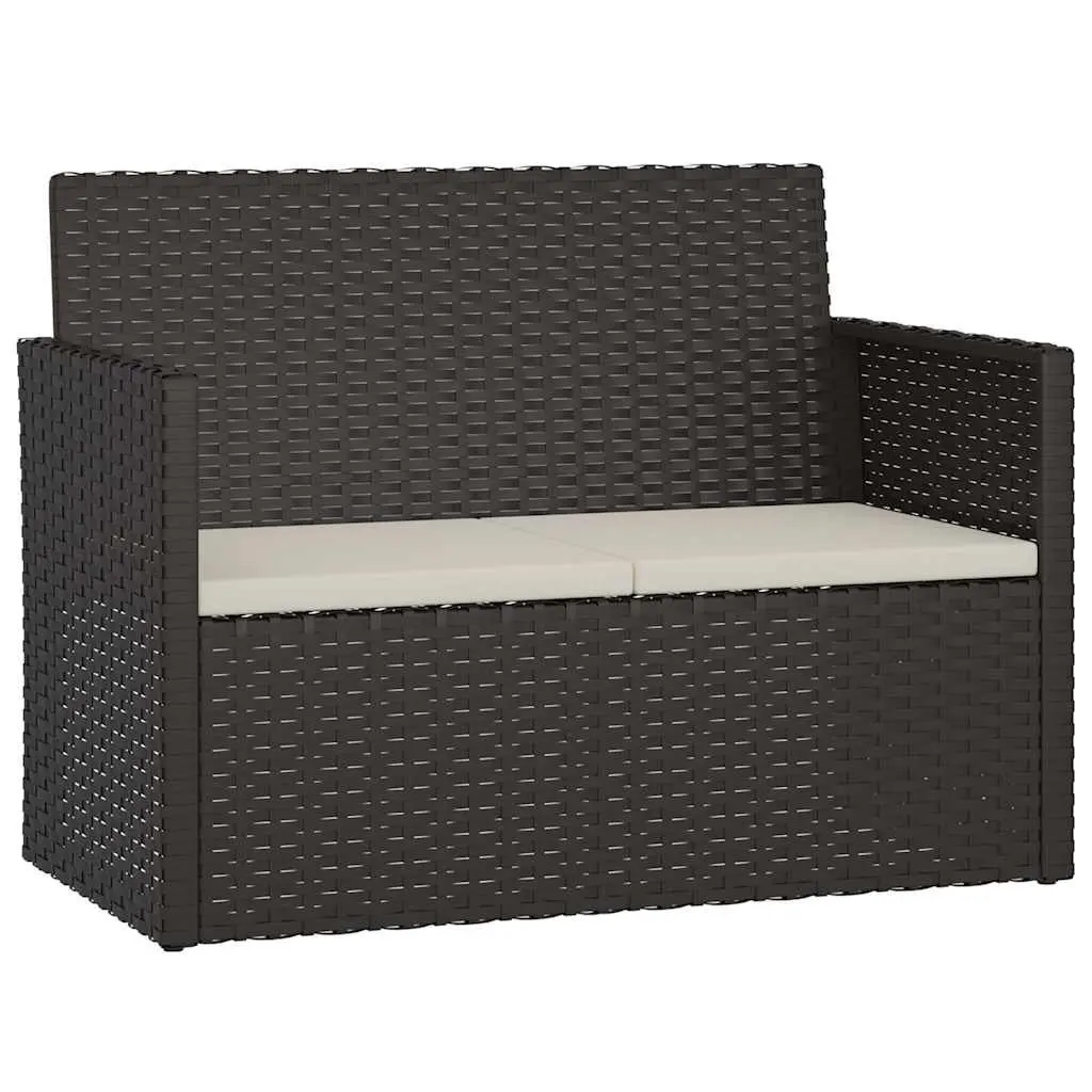 Outdoor Lounge Set Garden Use 4 Piece Black Poly Rattan Furniture with Cushions