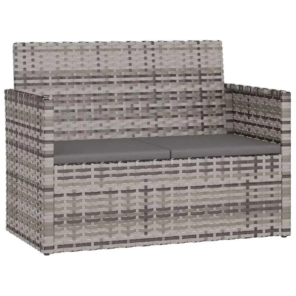 Outdoor Lounge Set 4 Piece Grey Poly Rattan Garden Furniture with Cushions