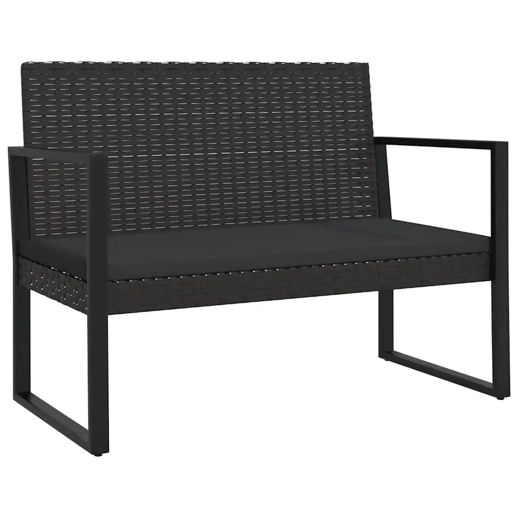 4 Piece Garden Lounge Set Outdoor Patio Sofa with Cushions Black Poly Rattan