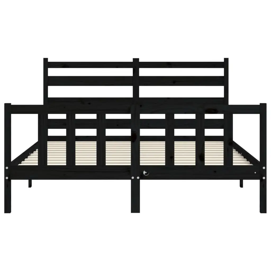 Solid Pine Wood Bed Frame Black 150x200 cm