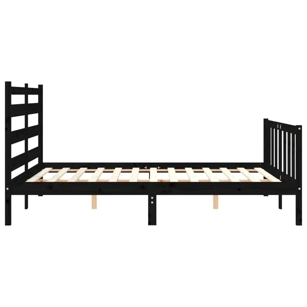 Solid Pine Wood Bed Frame Black 150x200 cm