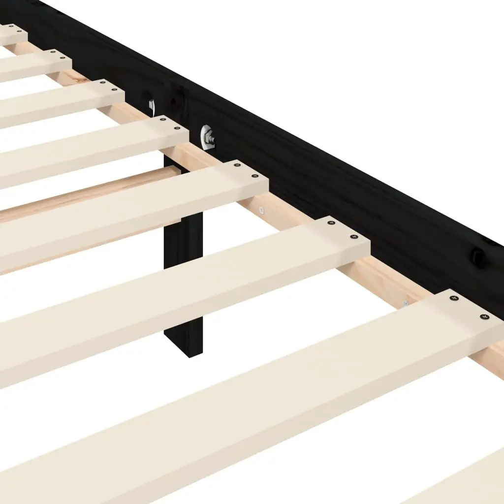 Solid Pine Wood Bed Frame Black 150x200 cm