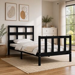 Specifications of Solid Pine Bed Frame 90x190 cm in Black
