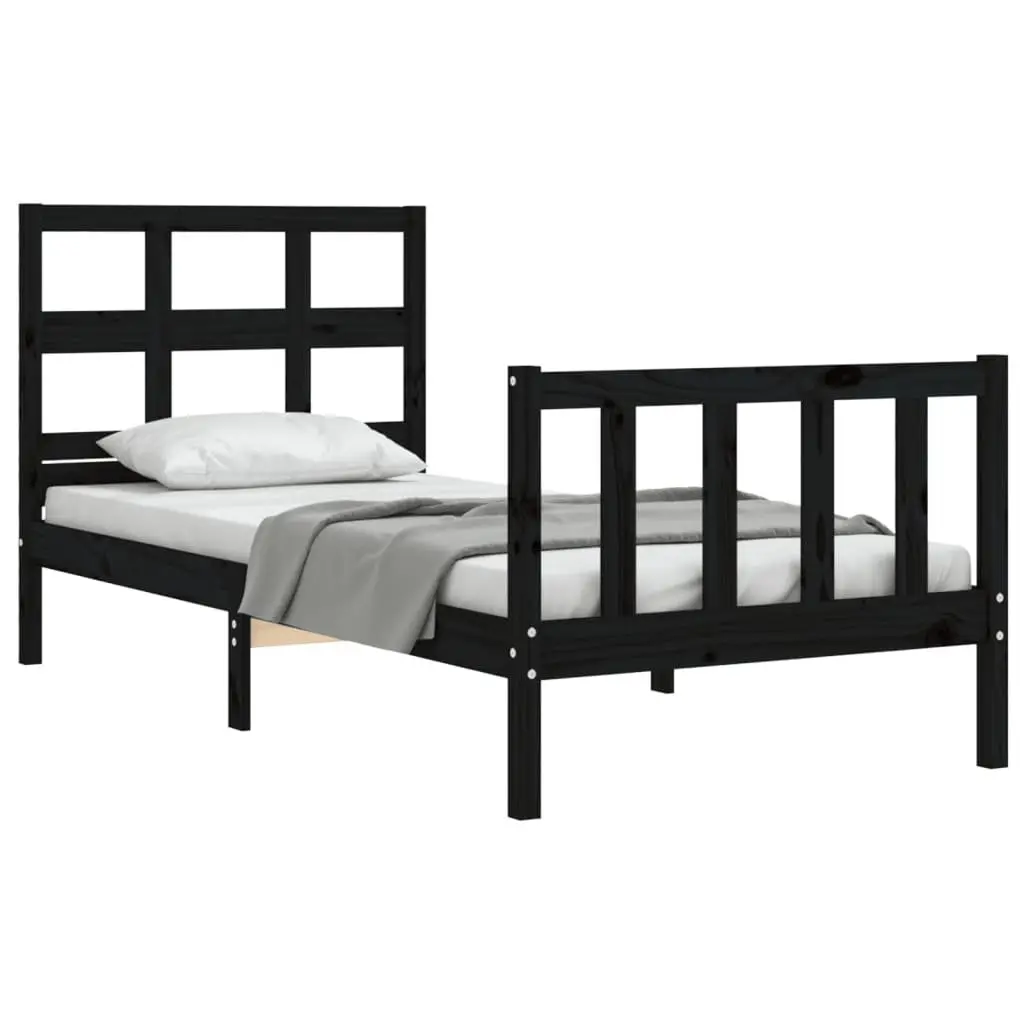 Solid Pine Bed Frame 90x190 cm in Black