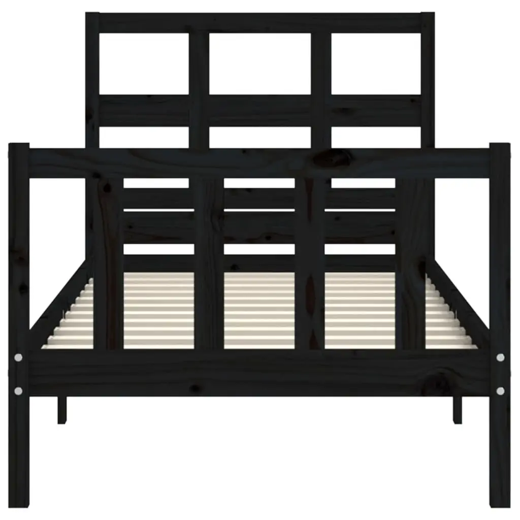 Solid Pine Bed Frame 90x190 cm in Black