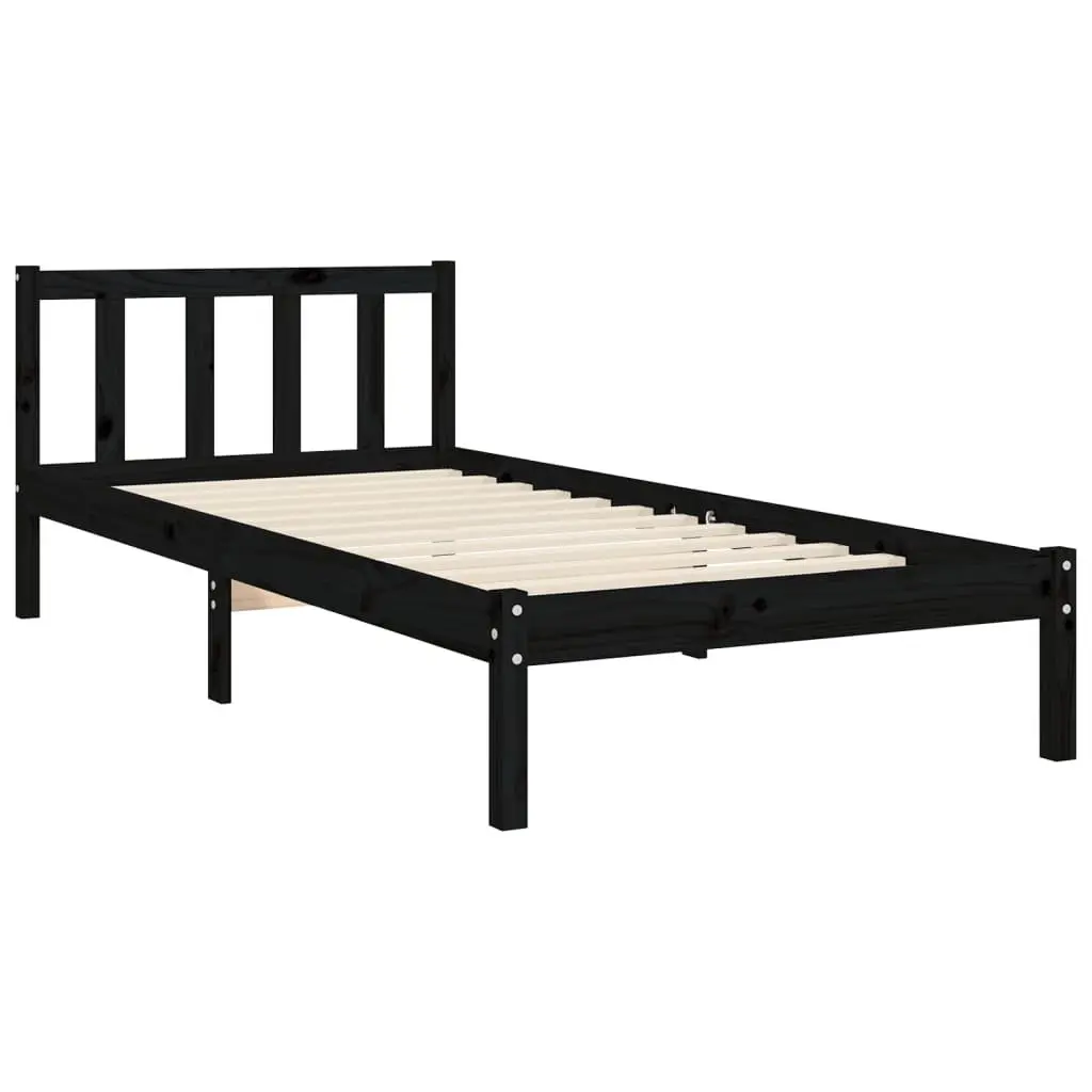 Solid Pine Bed Frame 90x190 cm in Black