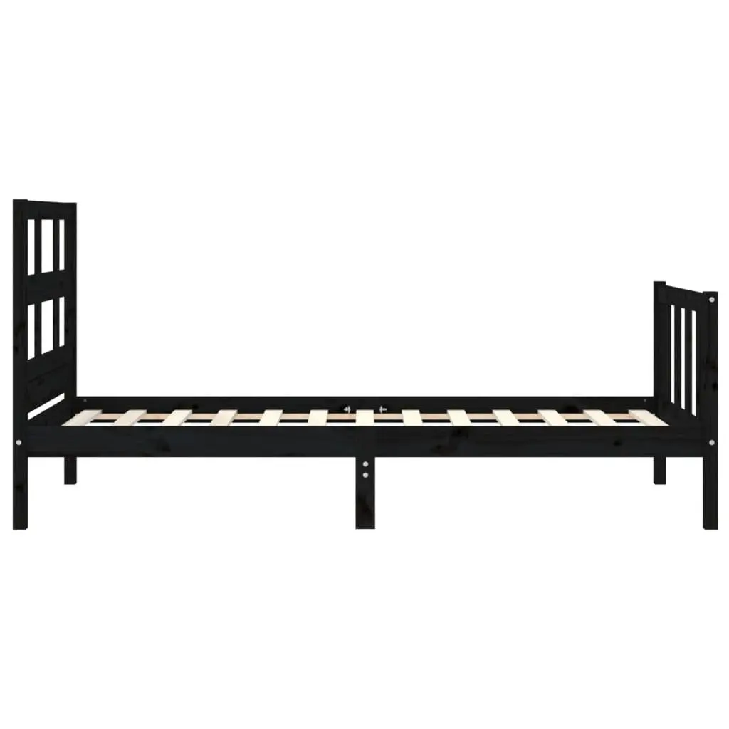 Solid Pine Bed Frame 90x190 cm in Black