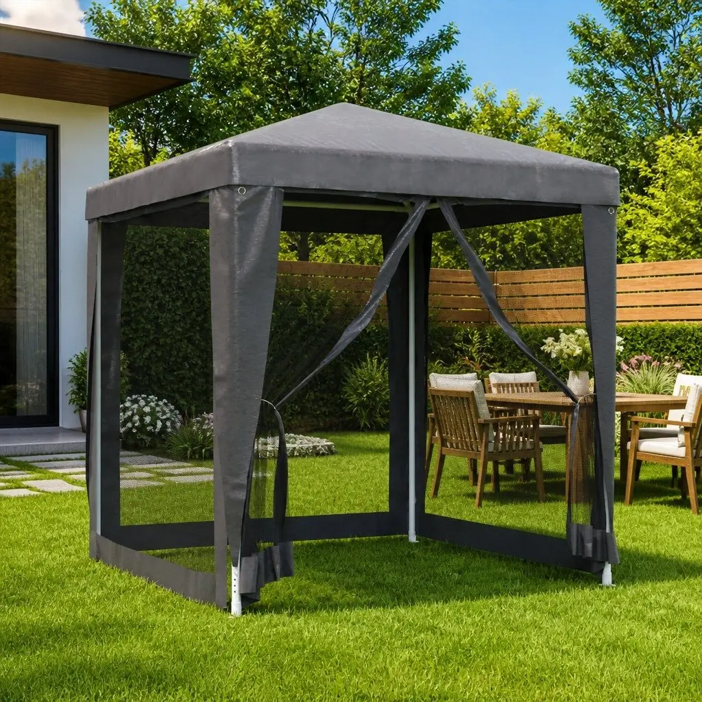 Party Tent Gazebo Outdoor Shelter 2x2m with Mesh Sidewalls Heavy Duty Frame