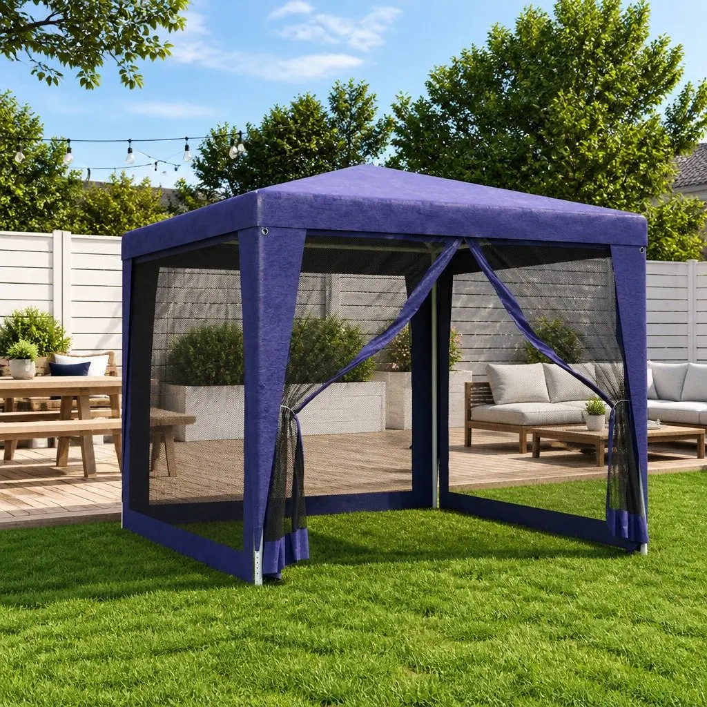 2.5x2.5m Blue Party Tent with Mesh Walls