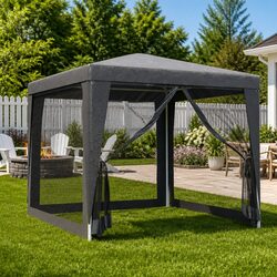 2.5x2.5m Gazebo with Iron Frame and Mesh Walls