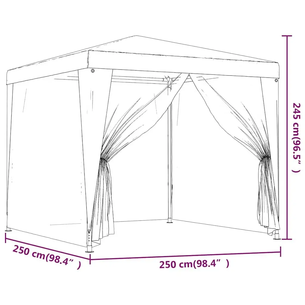 2.5x2.5m Gazebo with Iron Frame and Mesh Walls