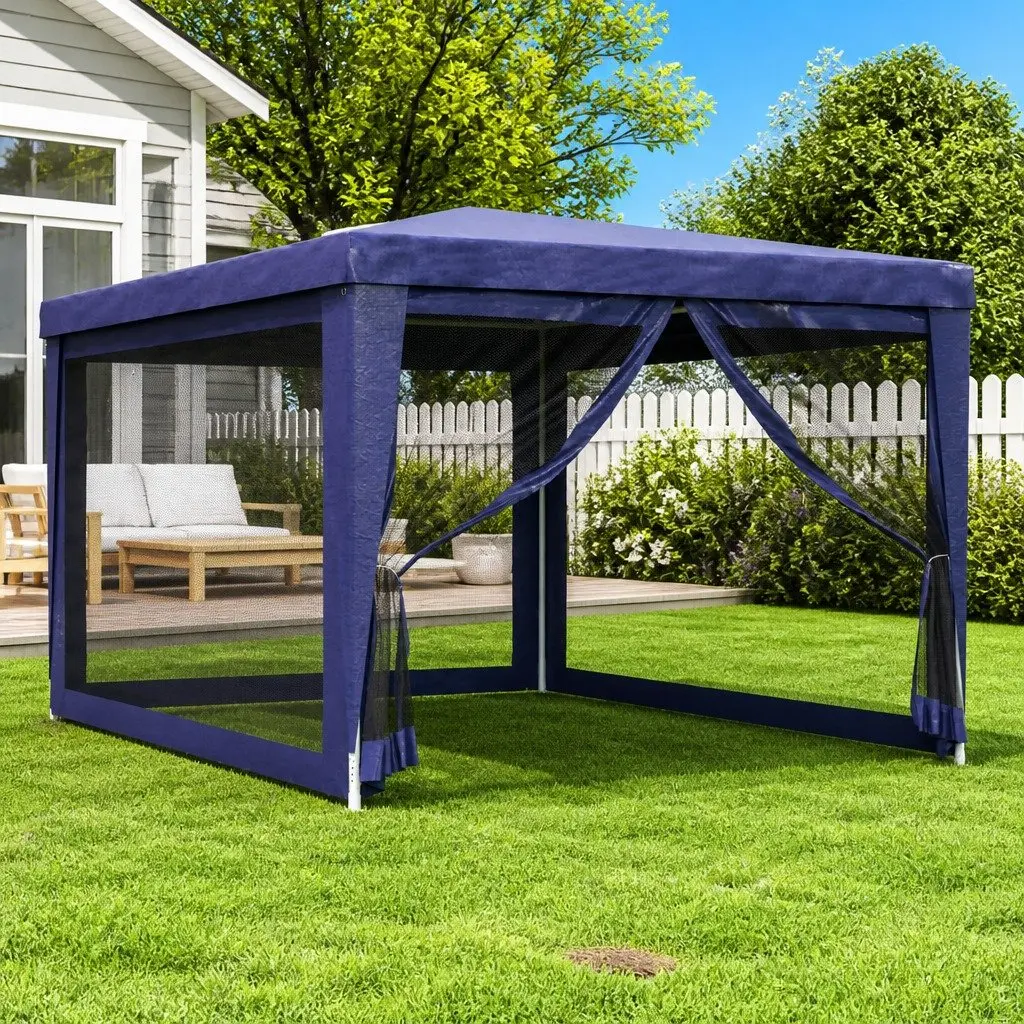Party Tent Gazebo Outdoor 3x4m Blue Canopy Shelter