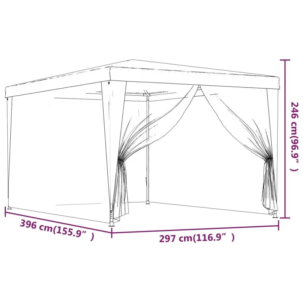 3x4m Party Tent with Mesh Sidewalls