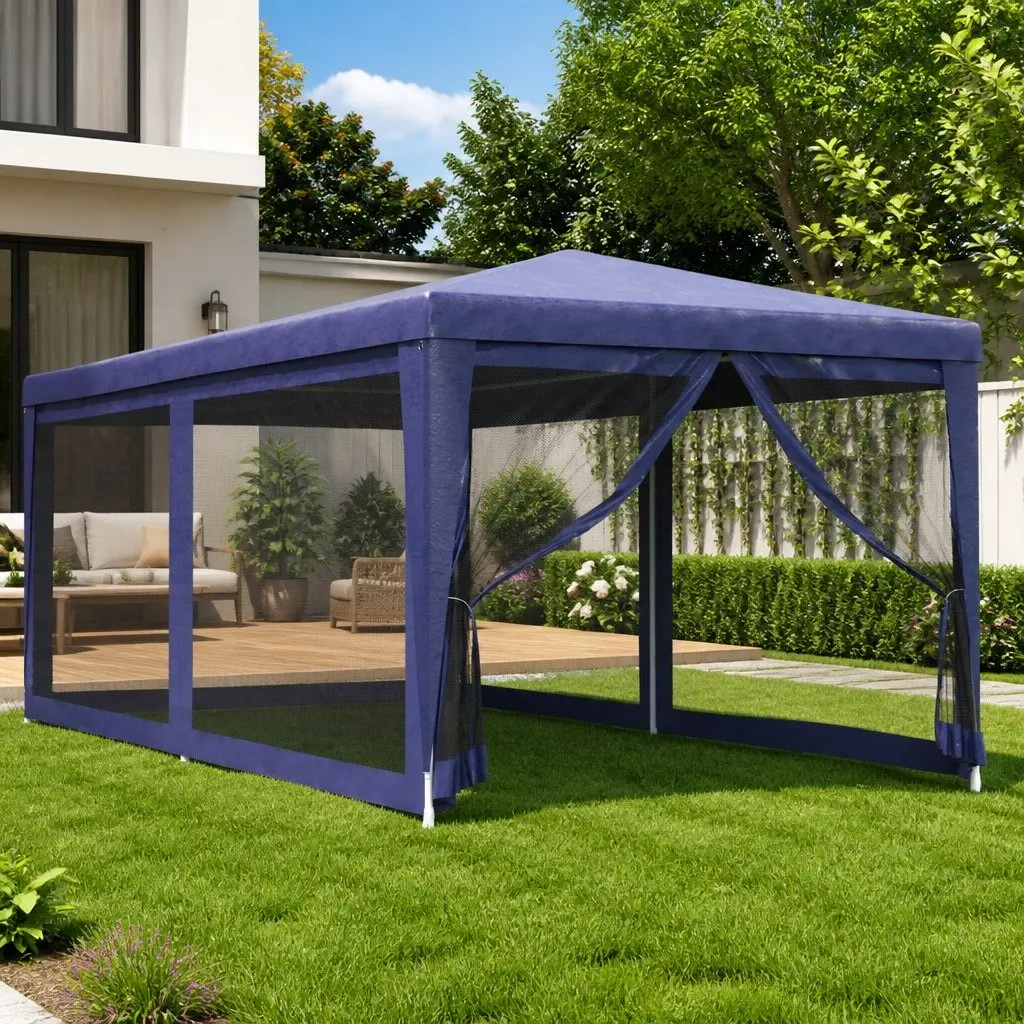 Party Tent Outdoor Use 3x6m with 6 Mesh Sidewalls