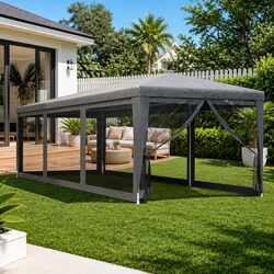Party Tent 3x9m Outdoor Pavilion Gazebo 8 Mesh Sidewalls Shelter Event Garden