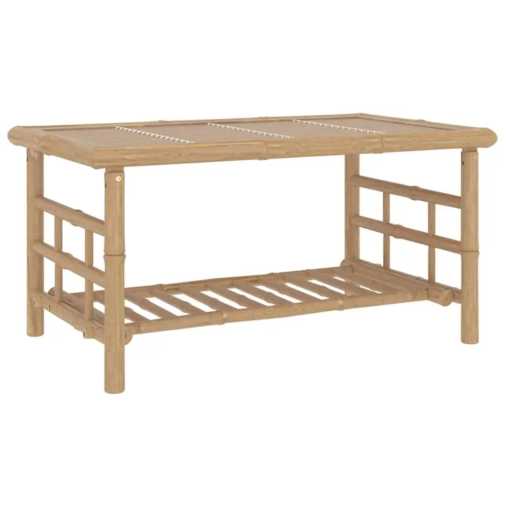 Bamboo Garden Lounge Set for Outdoor Patio 2 Piece with Grey Cushions