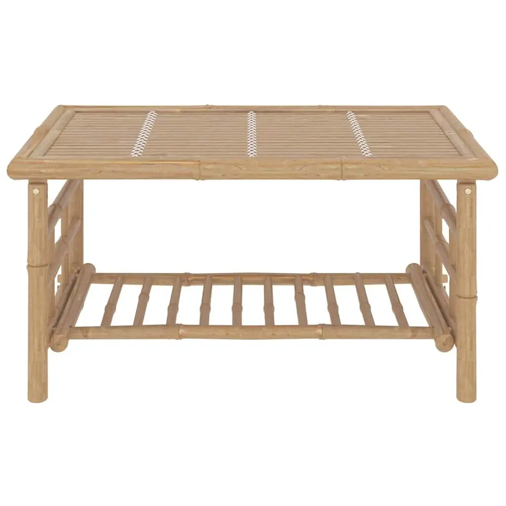Bamboo Garden Lounge Set for Outdoor Patio 2 Piece with Grey Cushions