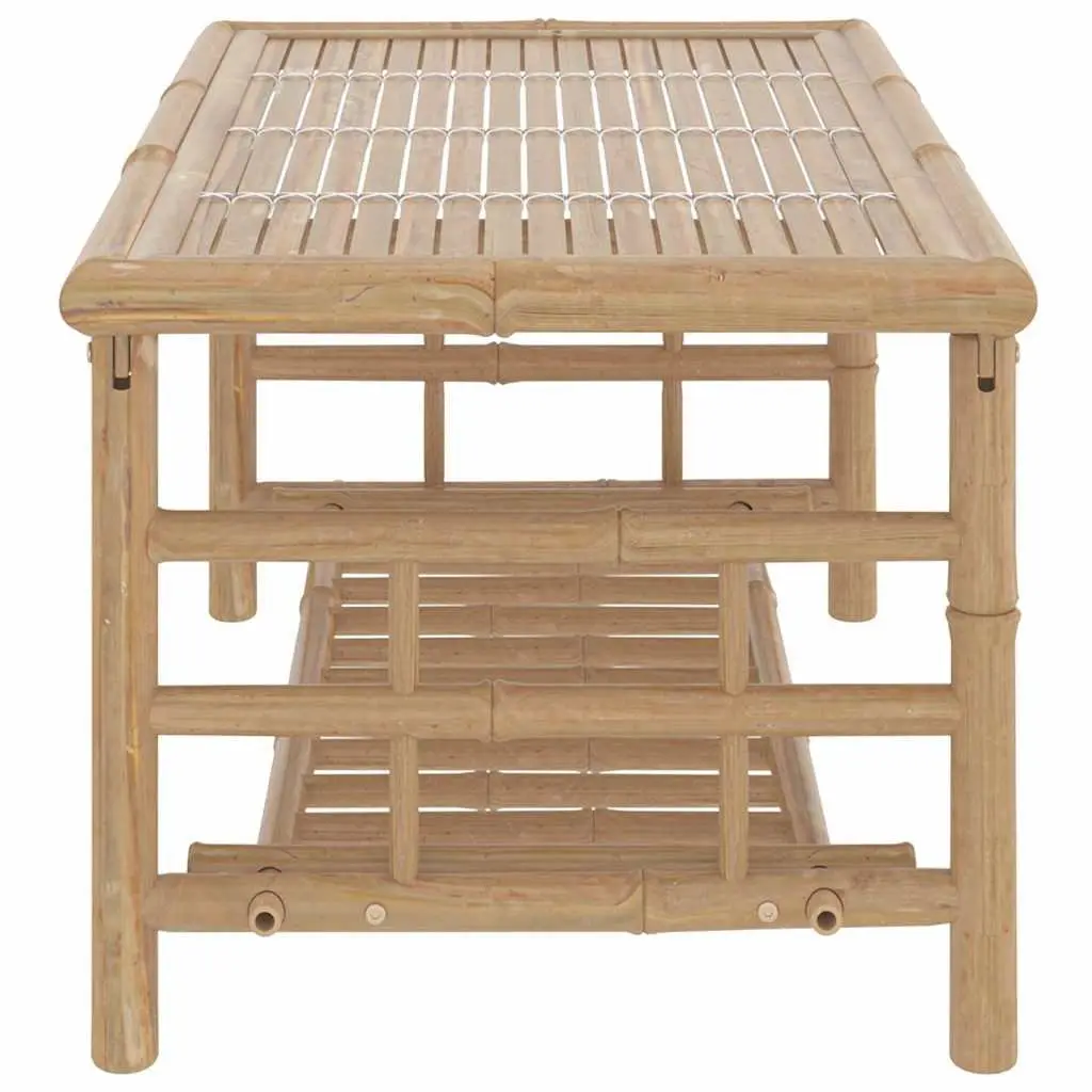 Bamboo Garden Lounge Set for Outdoor Patio 2 Piece with Grey Cushions