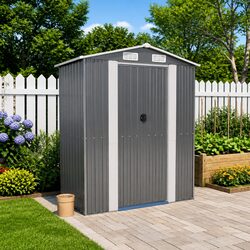 Garden Shed Dimensions: 192x108x223cm in Light Grey