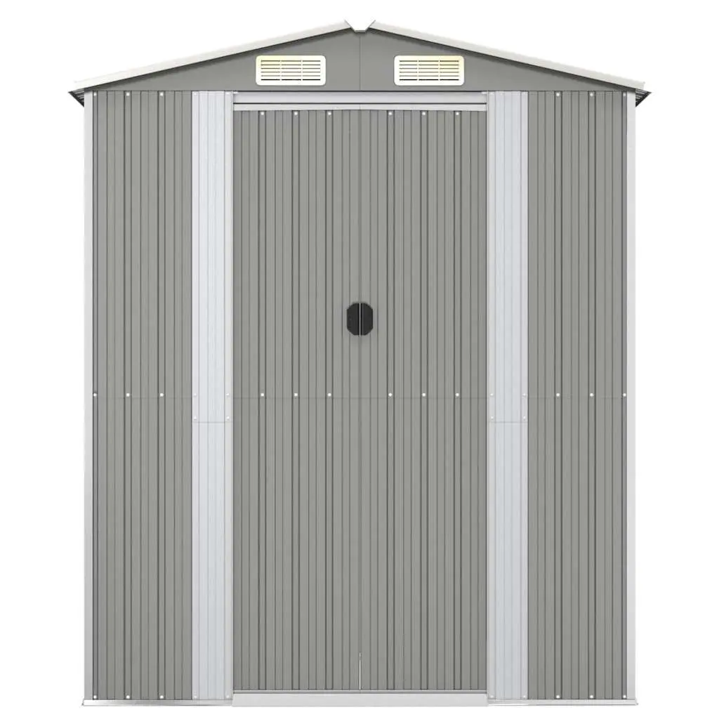 Garden Shed Light Grey Outdoor Storage Tool House Galvanised Steel 192x108x223cm