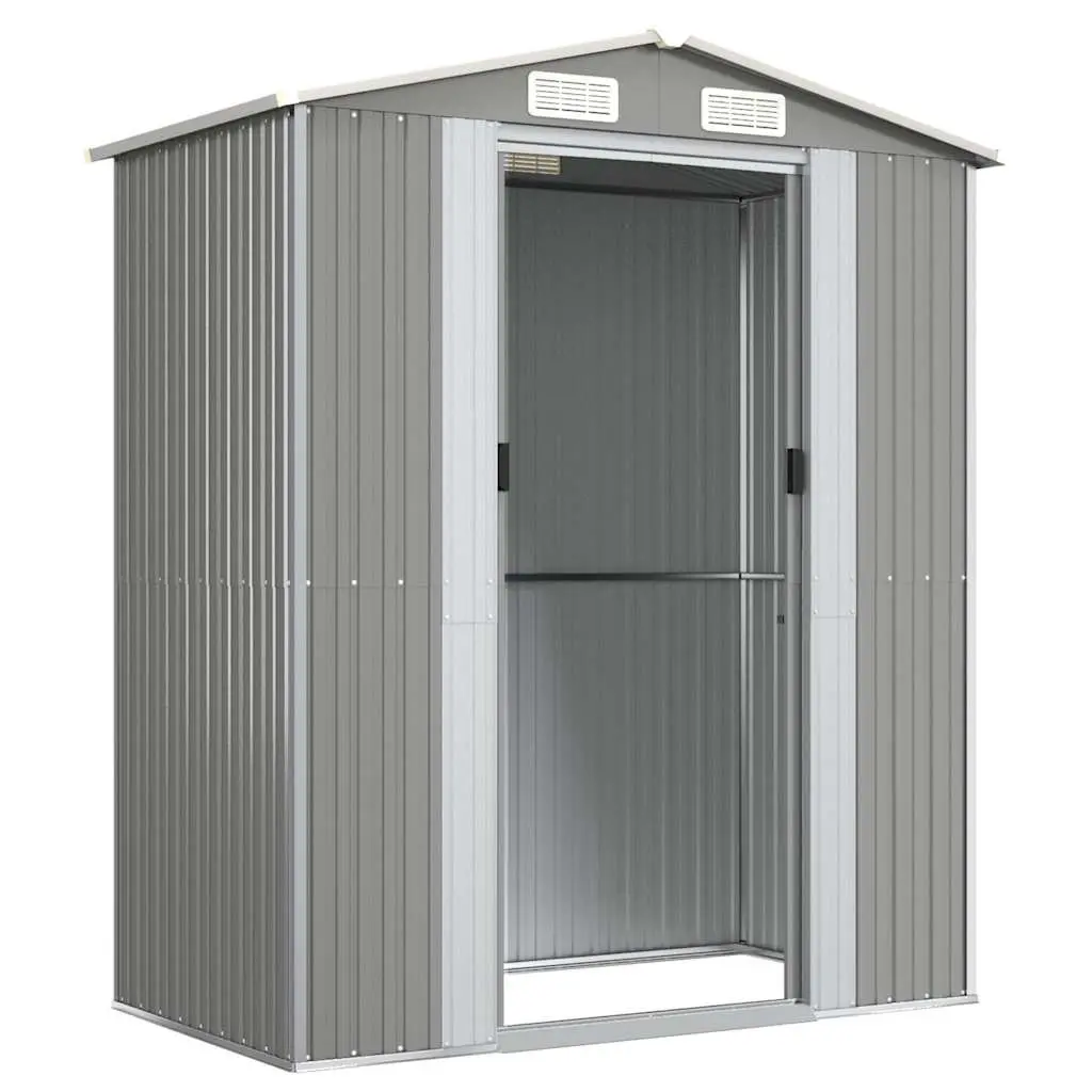 Garden Shed Light Grey Outdoor Storage Tool House Galvanised Steel 192x108x223cm