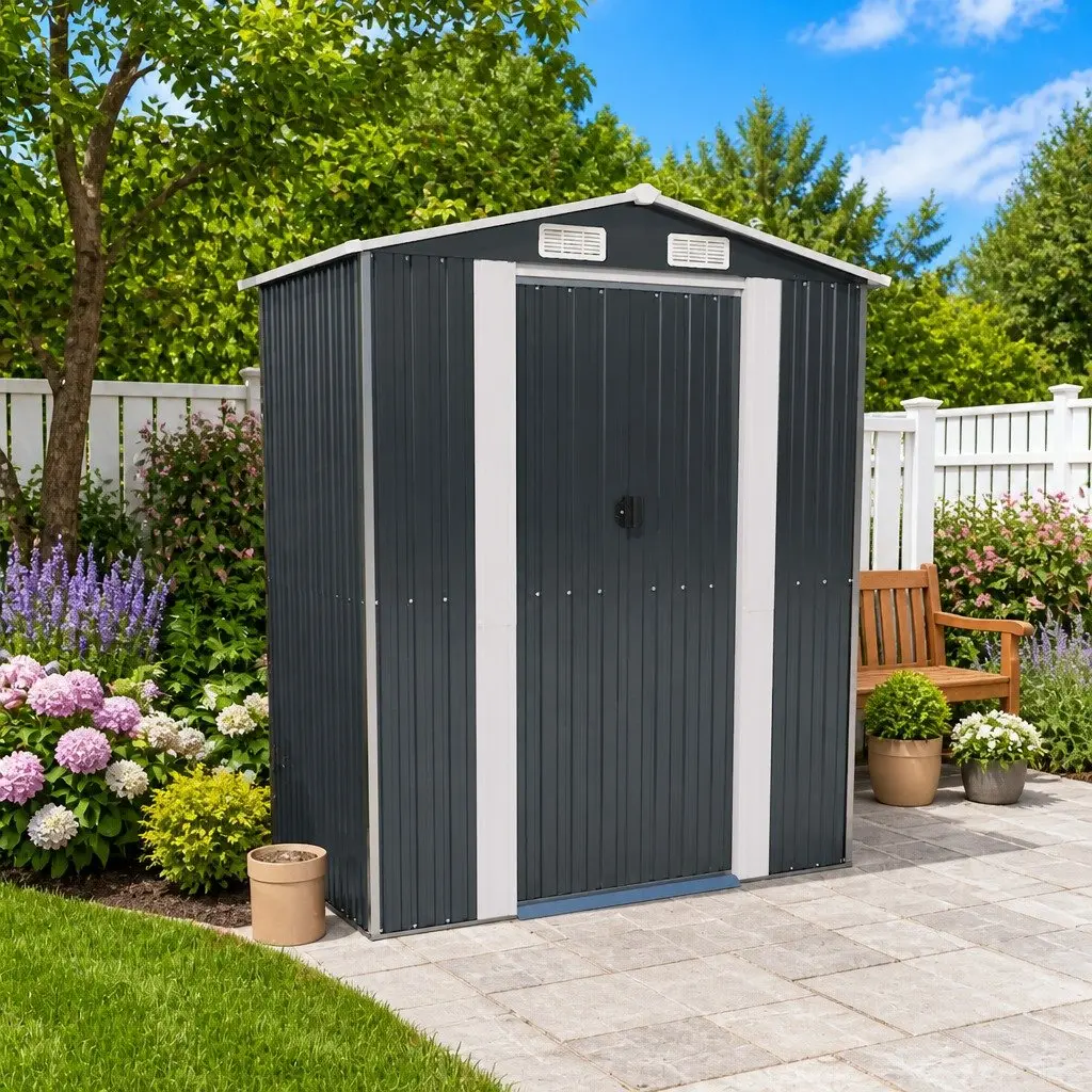 Garden Shed Outdoor Storage Tool House Galvanised Steel 192x108x223cm
