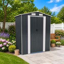 Garden Shed Specifications: Anthracite Tool House in Galvanised Steel 192x108x223cm