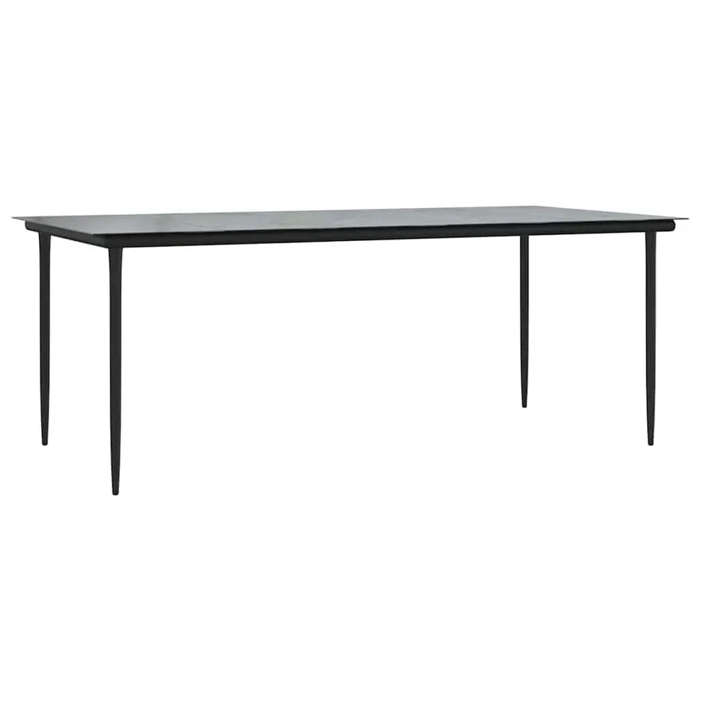 Garden Dining Table Outdoor 200x100x74cm Black Steel Tempered Glass